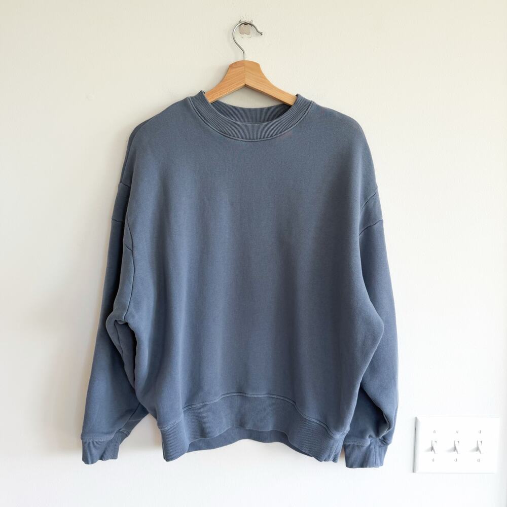 Outdoor Voices Nimbus Organic Cotton Crew Neck Pullover Sweatshirt Blue M